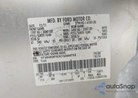2012 Ford Explorer Limited from USA, damaged, VIN 1FMHK8F83CGA84752